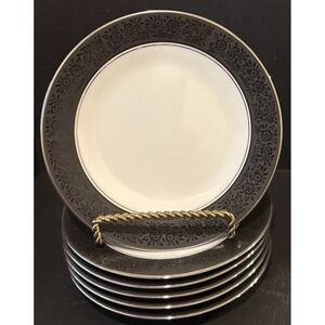 Noritake Mirano 6878 Bread Butter Plates Plate Black Floral Trim 6" Set Of 6‎